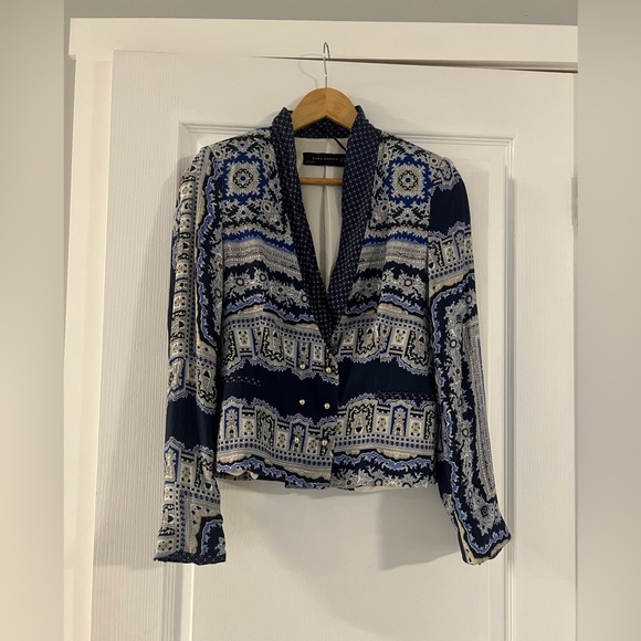 Zara Scarf Print Blazer sz M - Picture 5 of 7